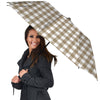 Gingham White And Tan Print Pattern Umbrella-grizzshop