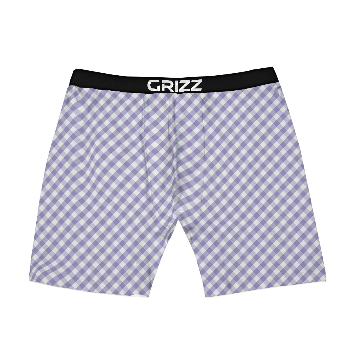 Gingham White And Violet Print Pattern Boxer Briefs-grizzshop