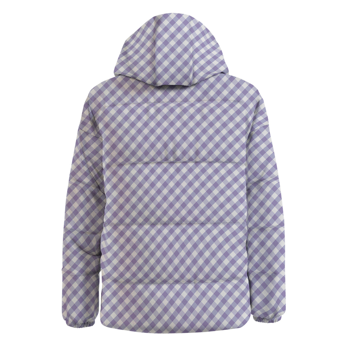 Gingham White And Violet Print Pattern Down Jacket-grizzshop