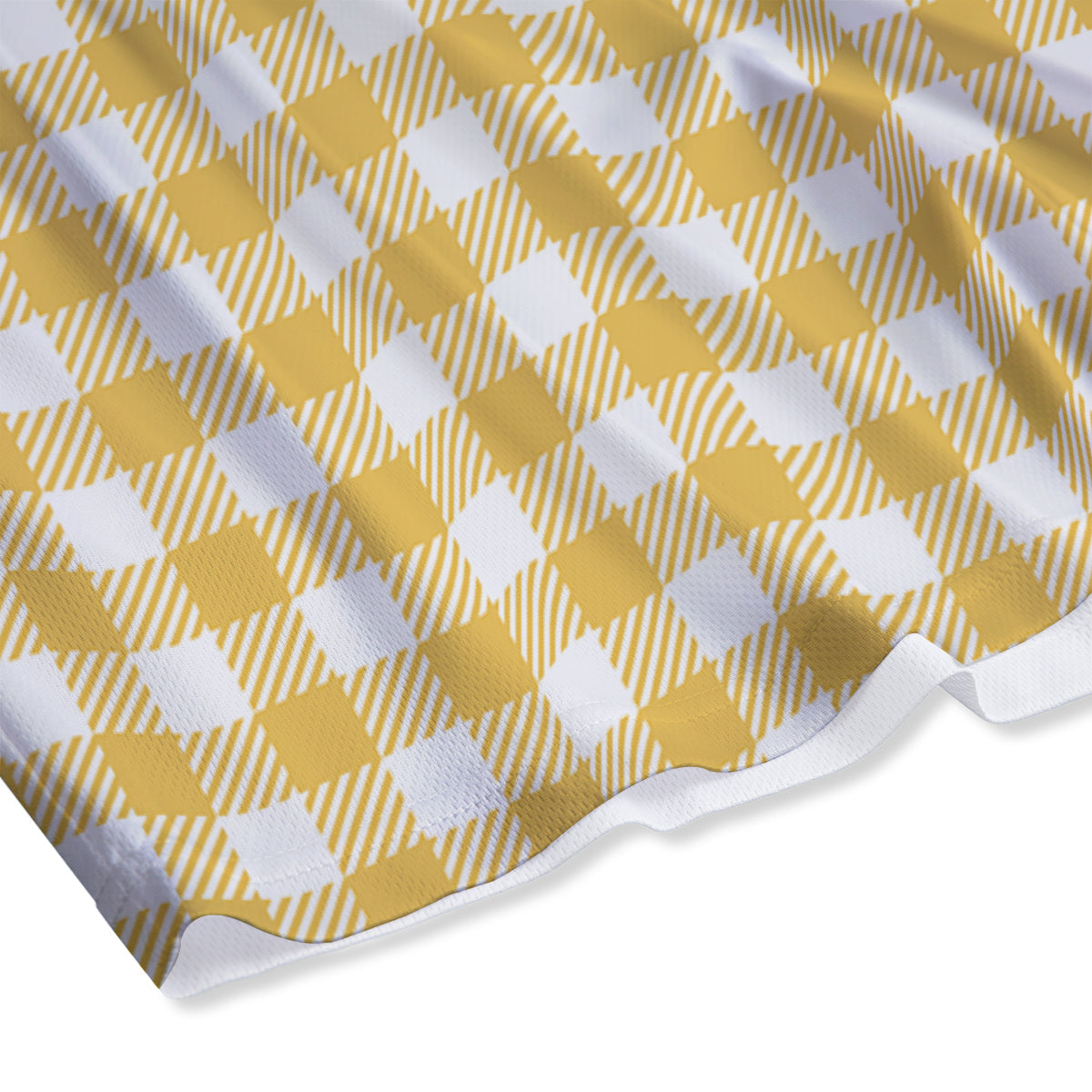 Gingham Yellow And White Print Pattern Mesh Shorts