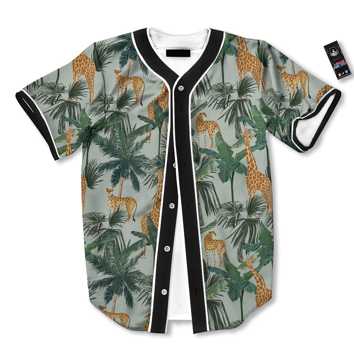 Giraffe And Leopard Vintage Print Pattern Baseball Jersey-grizzshop