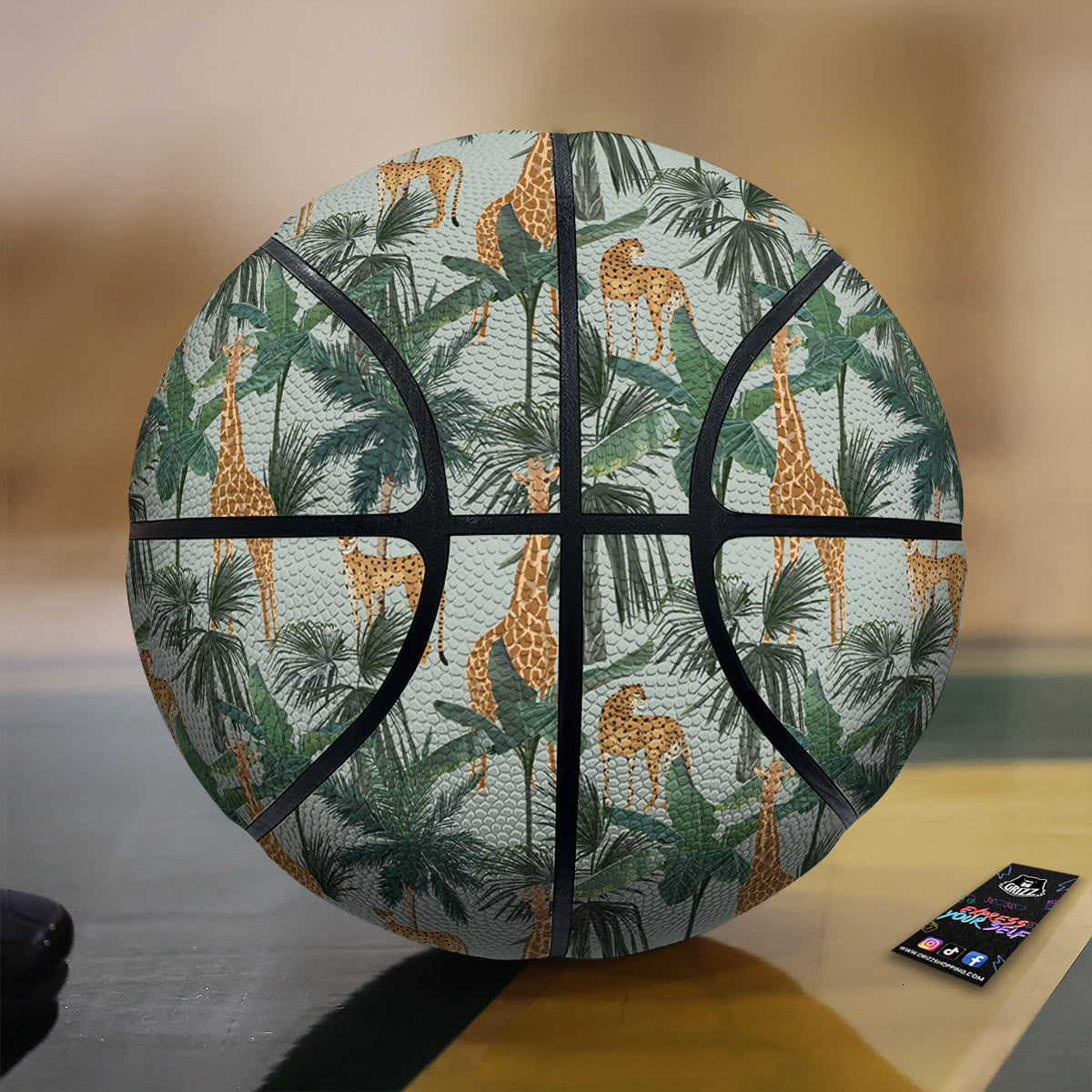 Giraffe And Leopard Vintage Print Pattern  Basketball