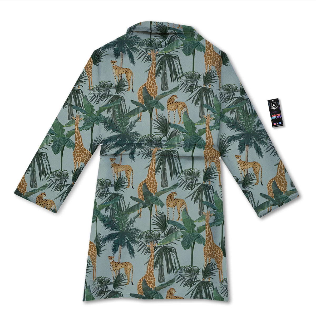 Giraffe And Leopard Vintage Print Pattern Bathrobe-grizzshop