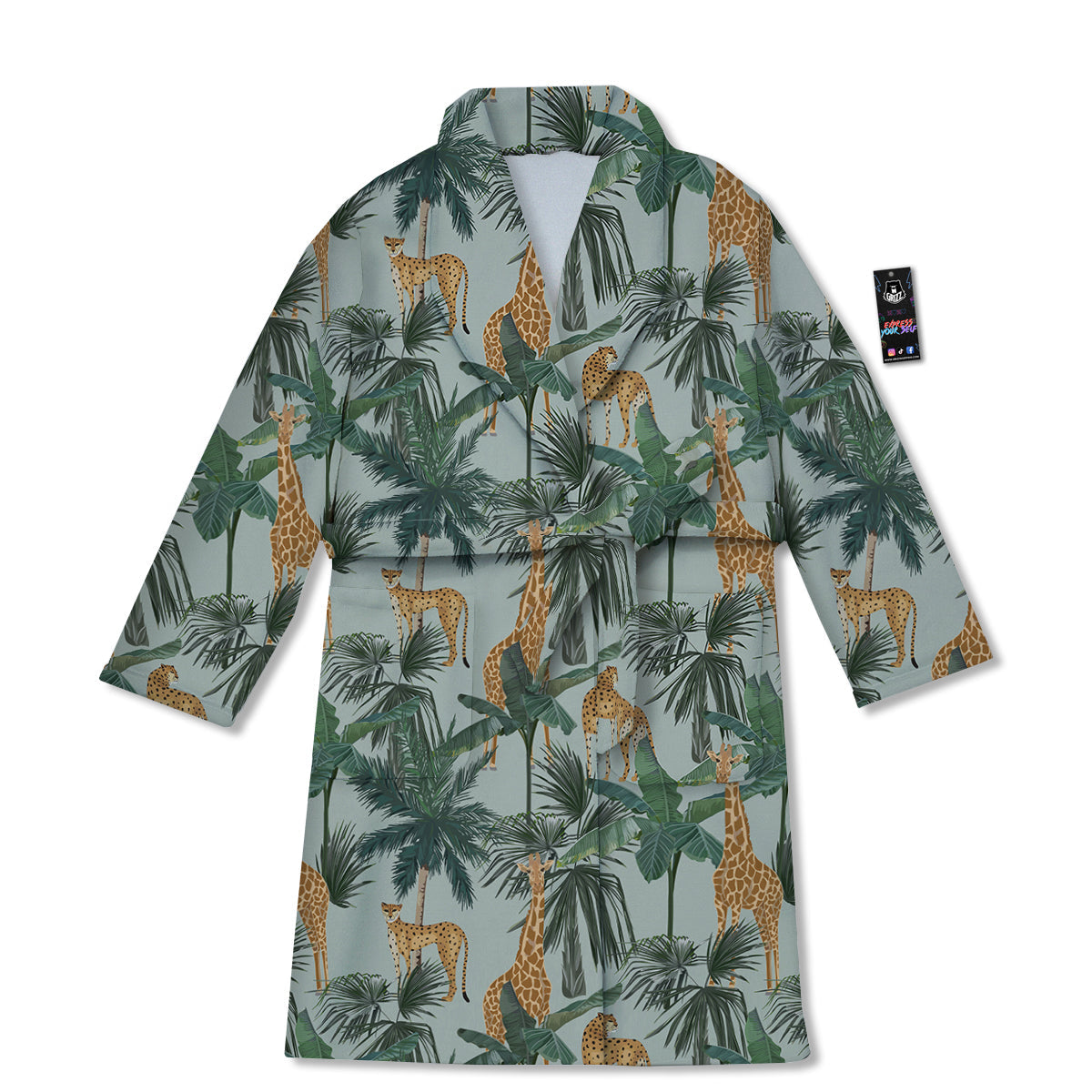 Giraffe And Leopard Vintage Print Pattern Bathrobe-grizzshop
