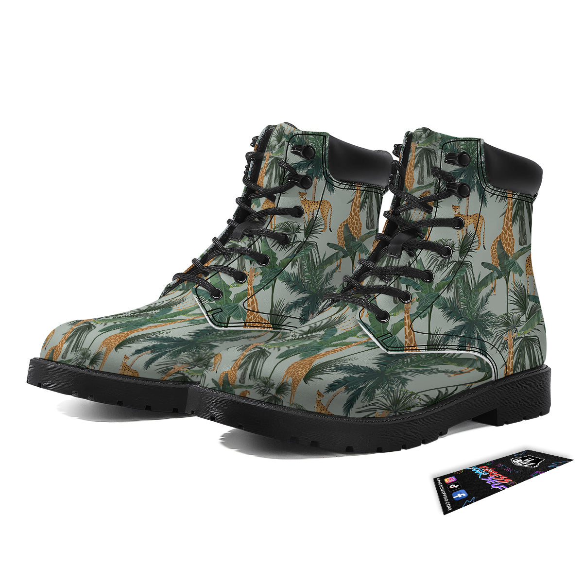 Giraffe And Leopard Vintage Print Pattern Boots-grizzshop