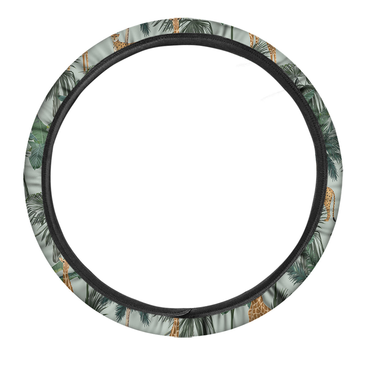Giraffe And Leopard Vintage Print Pattern Car Steering Wheel Cover-grizzshop