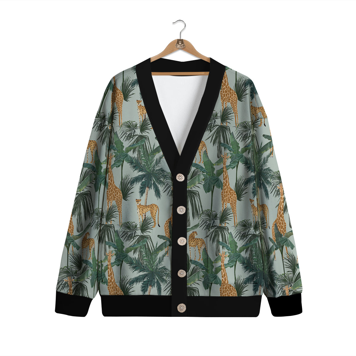 Giraffe And Leopard Vintage Print Pattern Cardigan-grizzshop