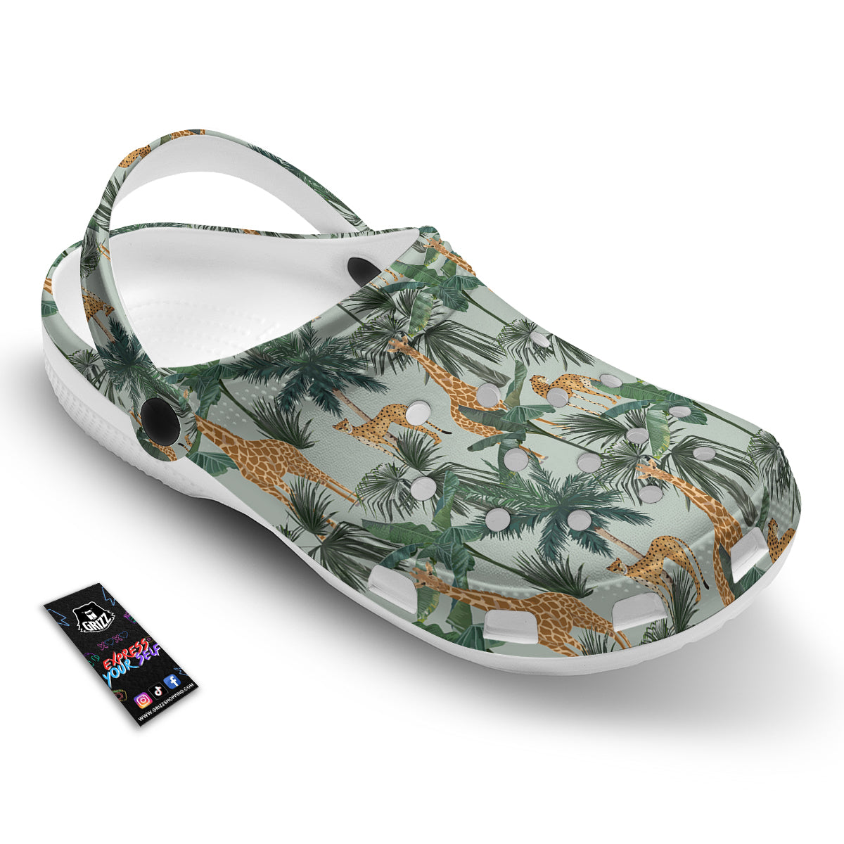 Giraffe And Leopard Vintage Print Pattern Clog-grizzshop