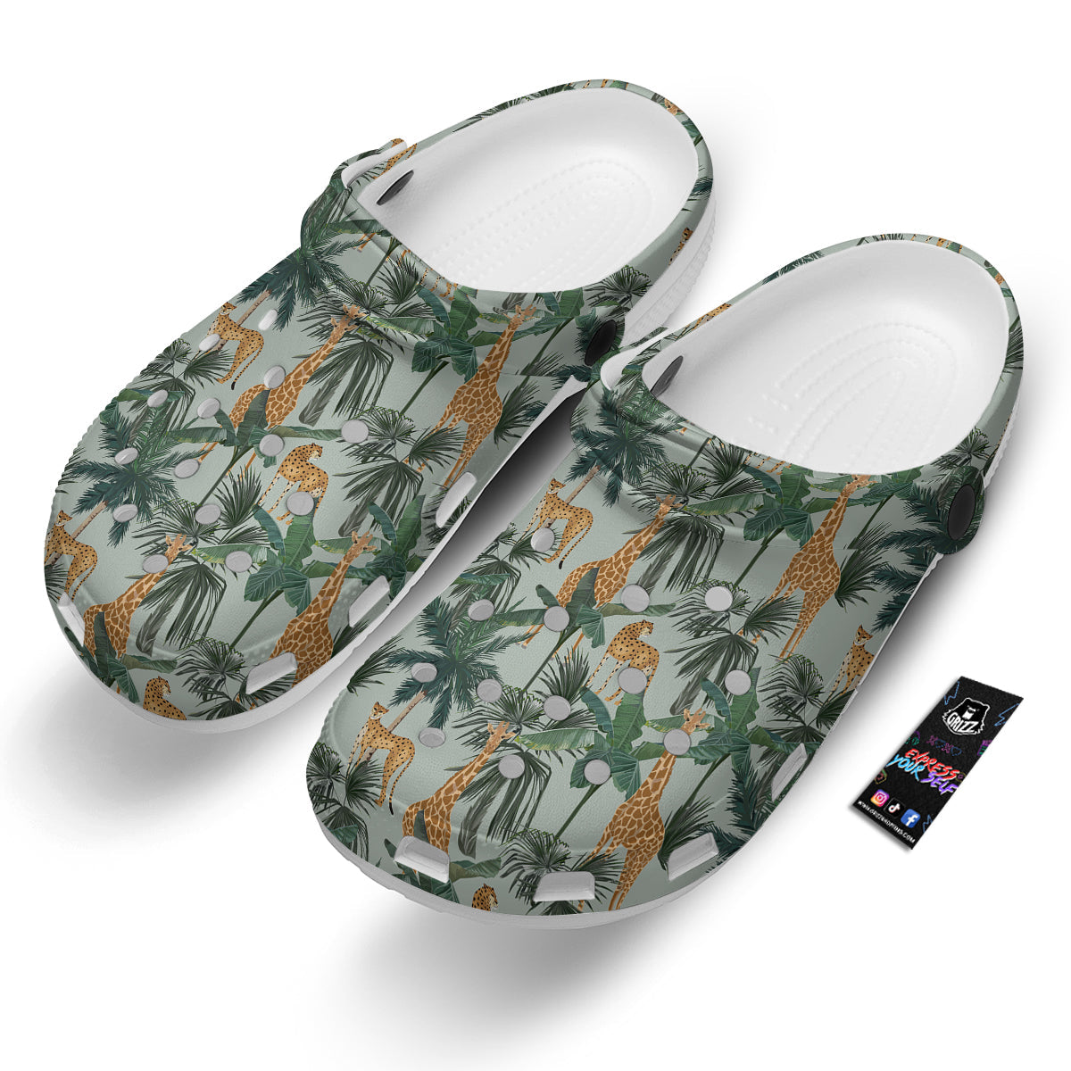 Giraffe And Leopard Vintage Print Pattern Clog-grizzshop