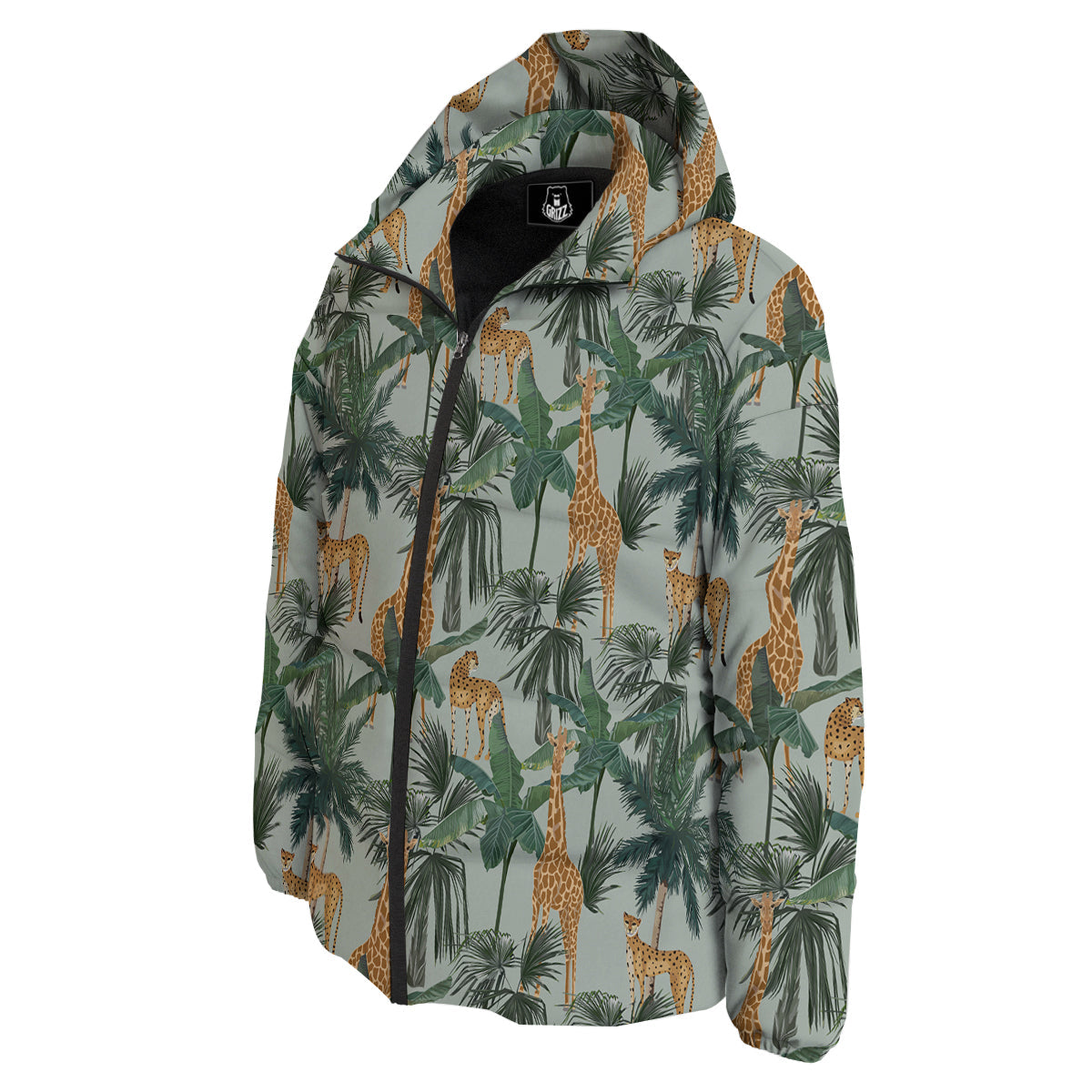 Giraffe And Leopard Vintage Print Pattern Down Jacket-grizzshop