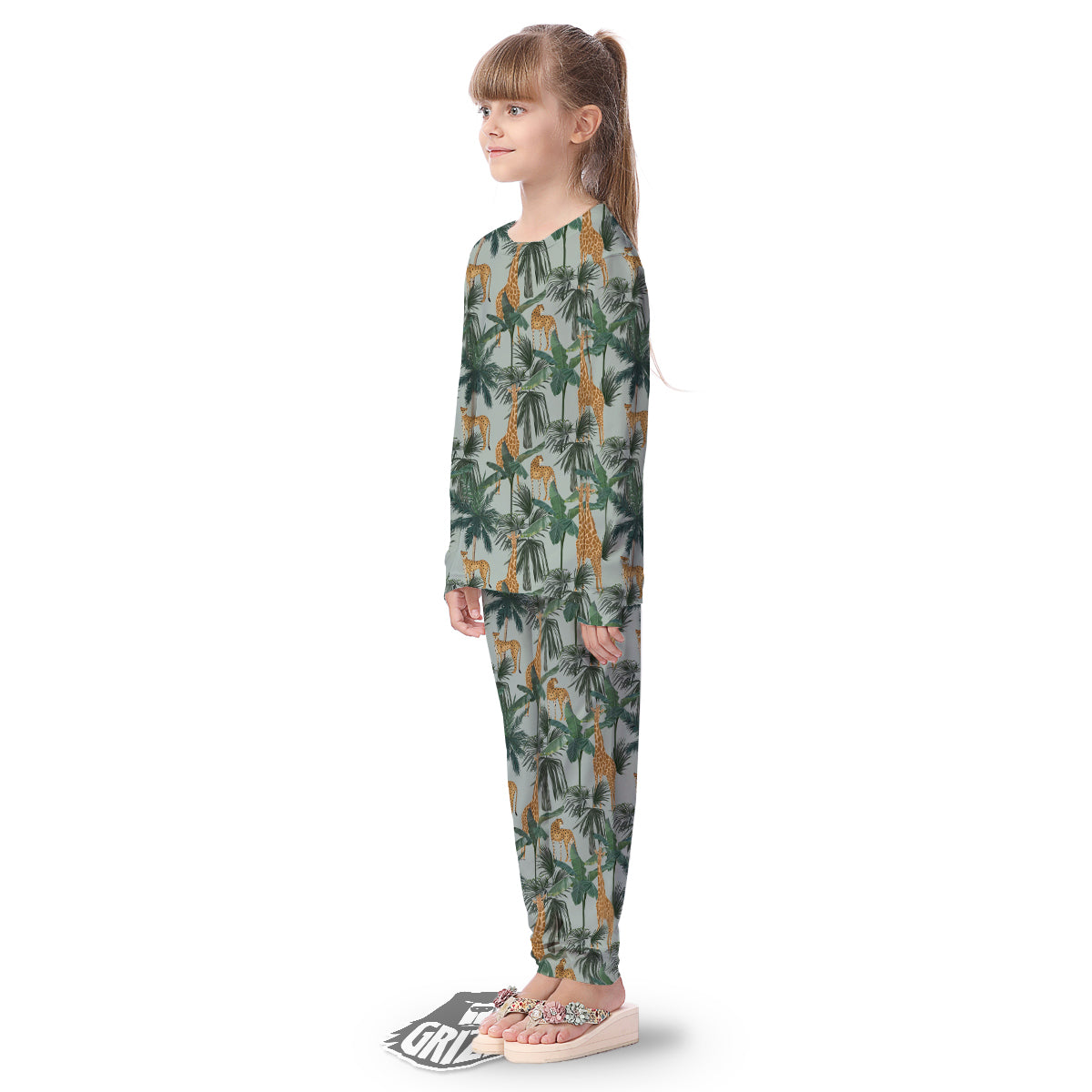 Giraffe And Leopard Vintage Print Pattern Kid's Pajamas-grizzshop