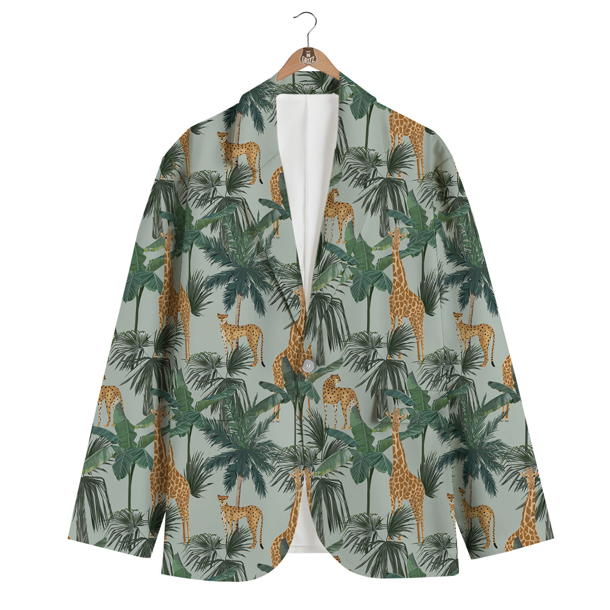 Giraffe And Leopard Vintage Print Pattern Men's Blazer-grizzshop