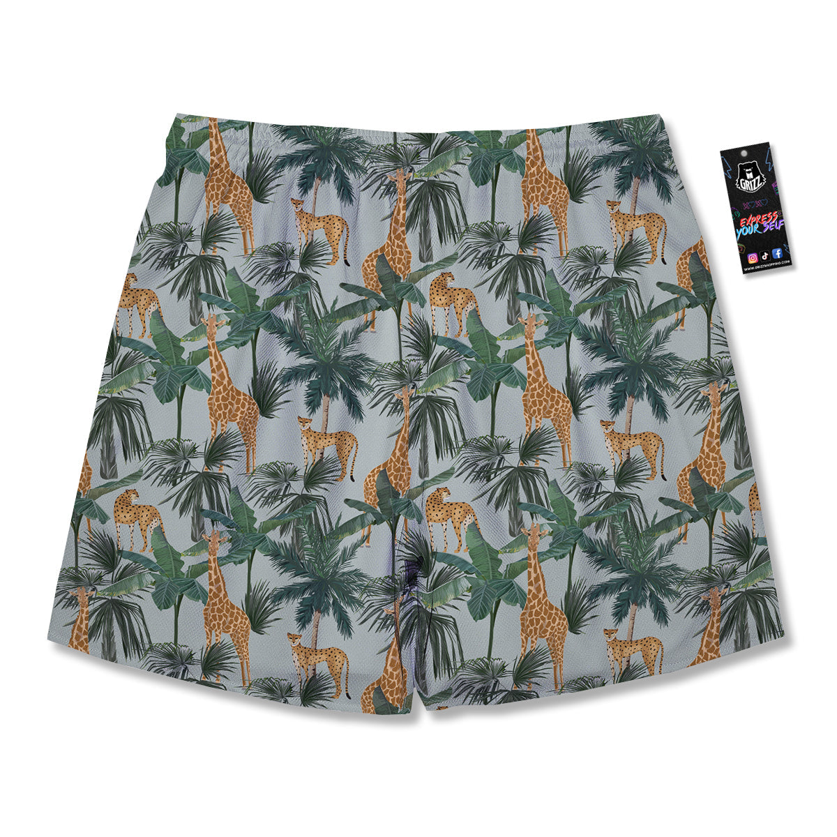 Giraffe And Leopard Vintage Print Pattern Men's Running Shorts-grizzshop