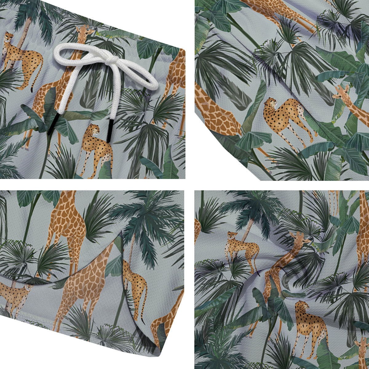 Giraffe And Leopard Vintage Print Pattern Men's Running Shorts-grizzshop