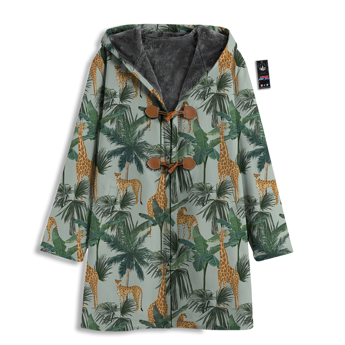 Giraffe And Leopard Vintage Print Pattern Men's Windbreaker Jacket-grizzshop