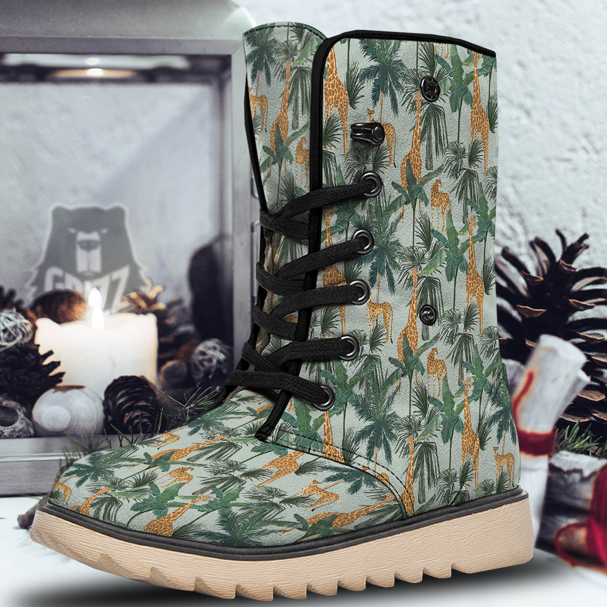 Giraffe And Leopard Vintage Print Pattern Snow Boots-grizzshop