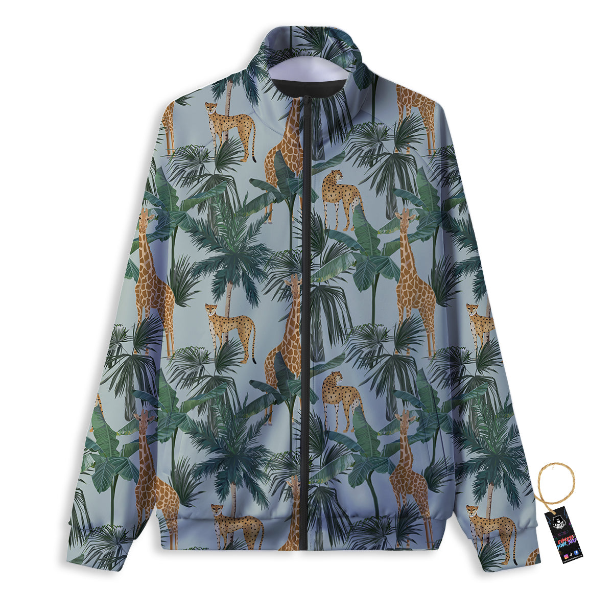 Giraffe And Leopard Vintage Print Pattern Track Jacket-grizzshop