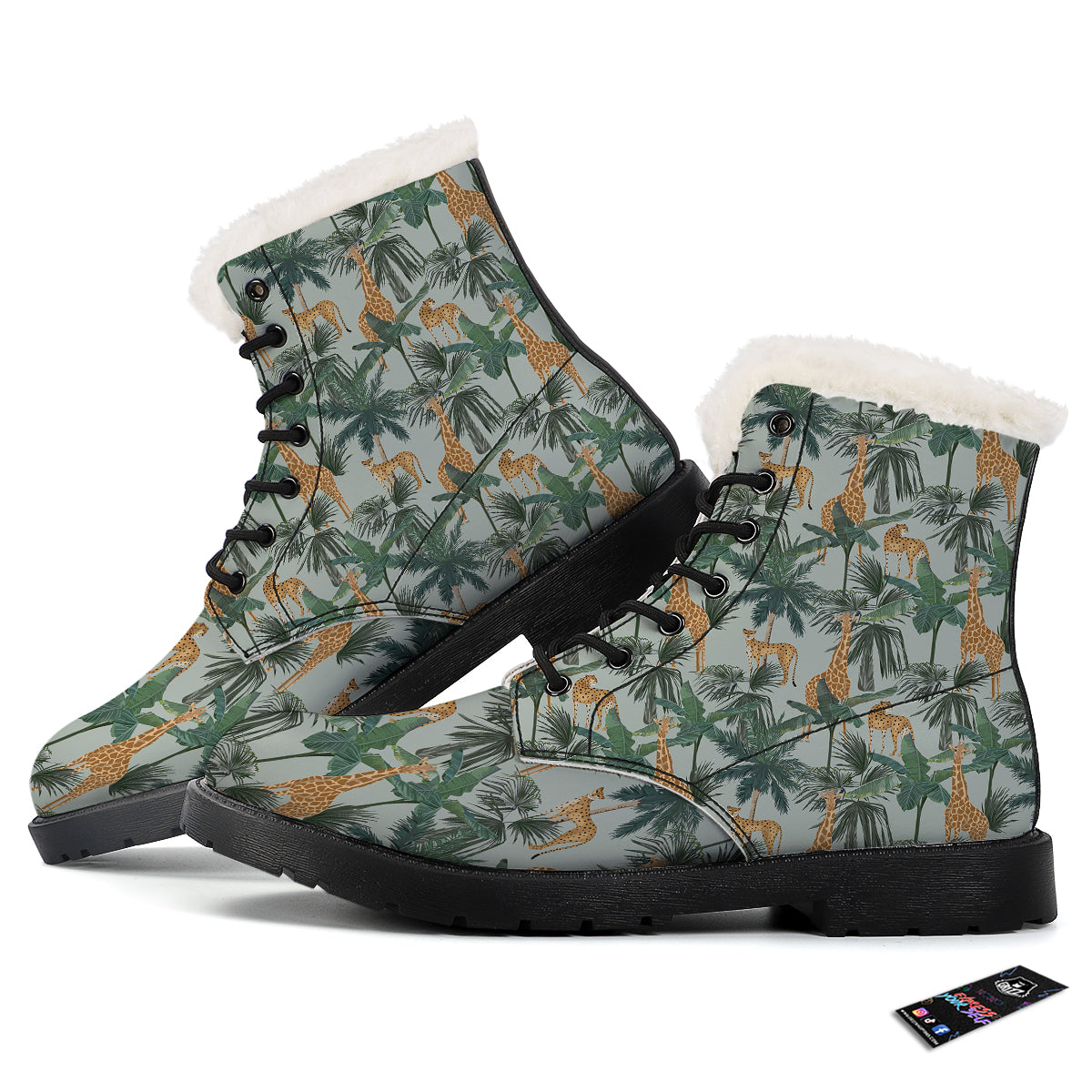 Giraffe And Leopard Vintage Print Pattern Winter Boots-grizzshop