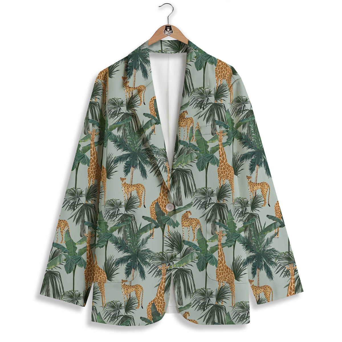 Giraffe And Leopard Vintage Print Pattern Women's Blazer-grizzshop
