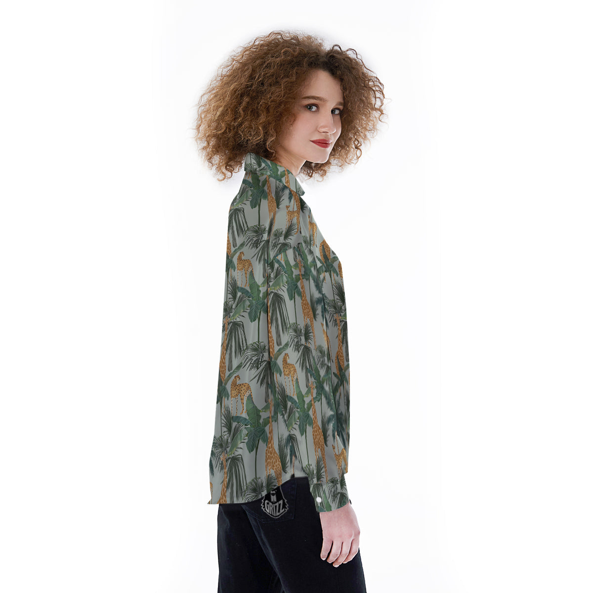 Giraffe And Leopard Vintage Print Pattern Women's Long Sleeve Shirts-grizzshop