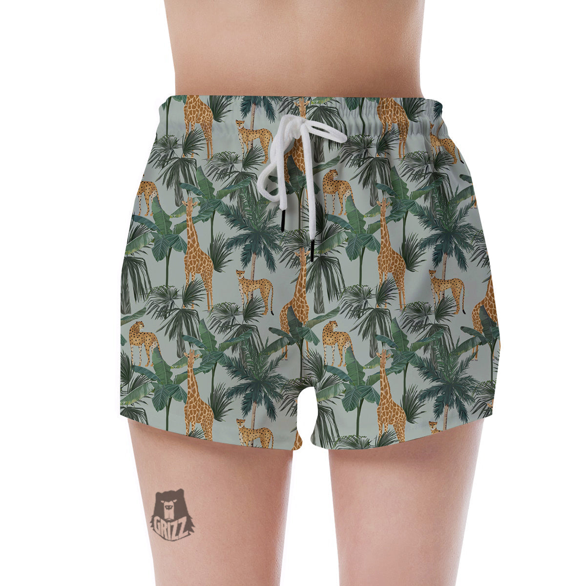 Giraffe And Leopard Vintage Print Pattern Women's Shorts-grizzshop