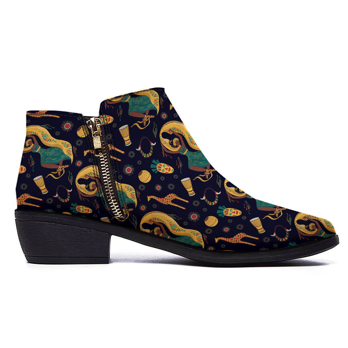 Giraffe Aztec Print Pattern Ankle Boots-grizzshop