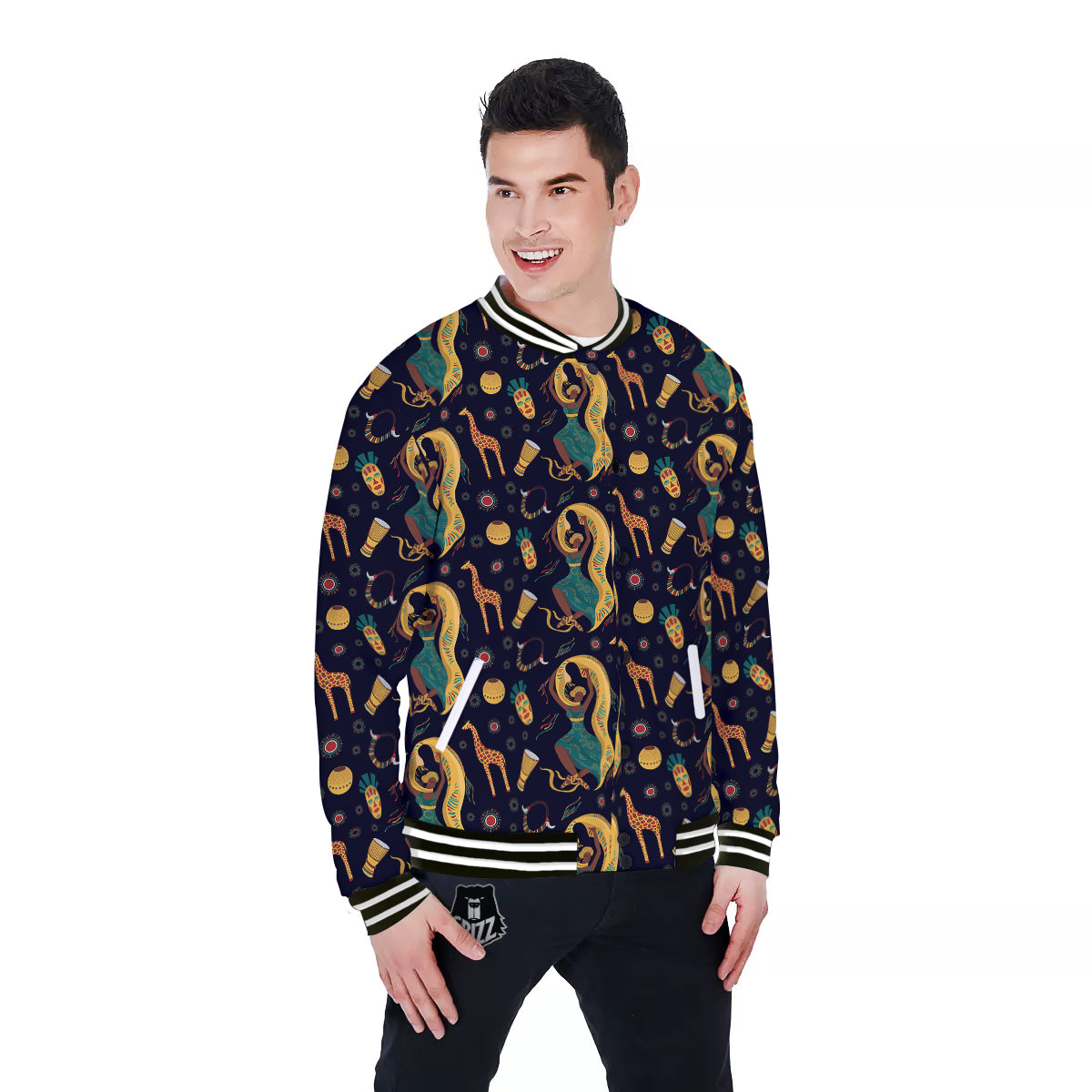 Giraffe Aztec Print Pattern Baseball Jacket-grizzshop