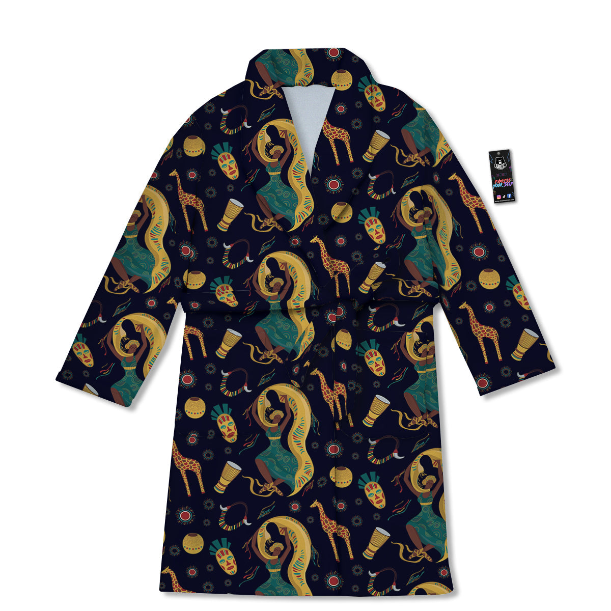 Giraffe Aztec Print Pattern Bathrobe-grizzshop