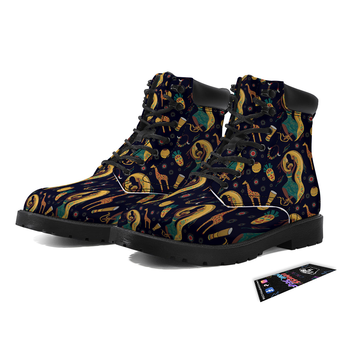 Giraffe Aztec Print Pattern Boots-grizzshop