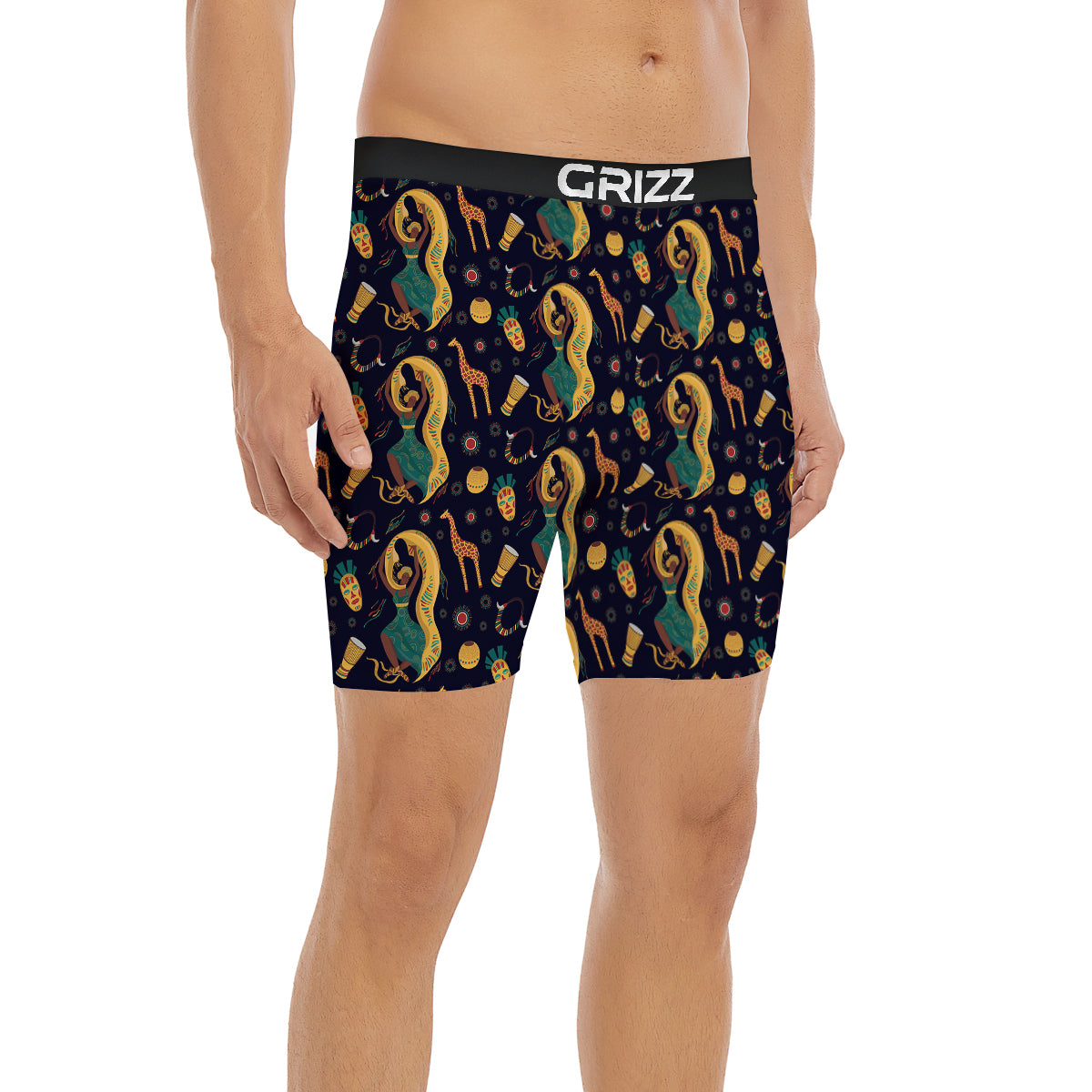 Giraffe Aztec Print Pattern Boxer Briefs-grizzshop