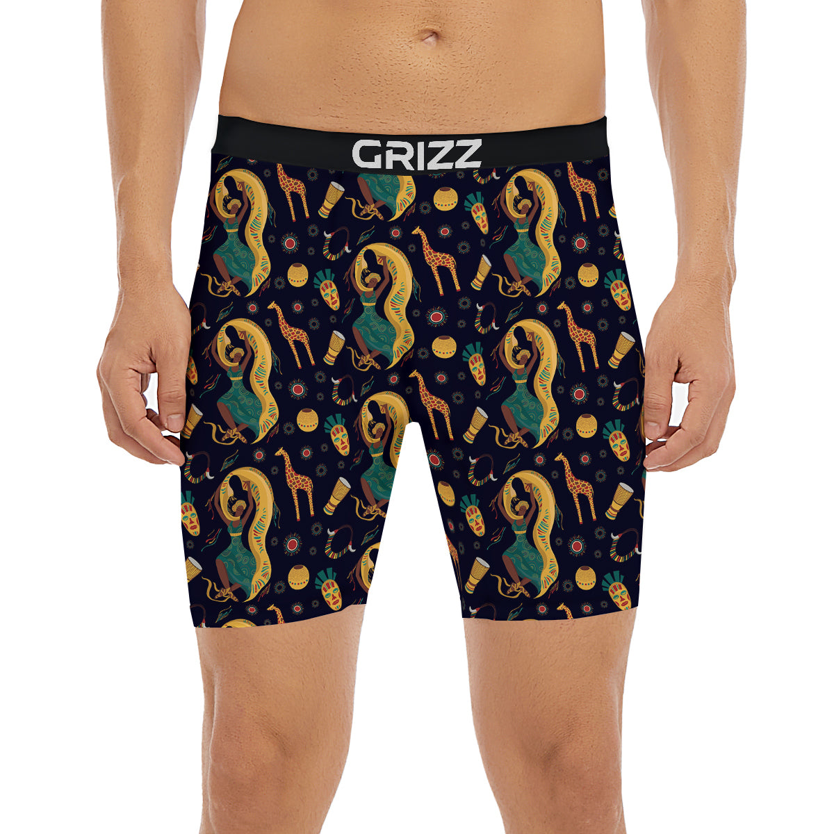 Giraffe Aztec Print Pattern Boxer Briefs-grizzshop