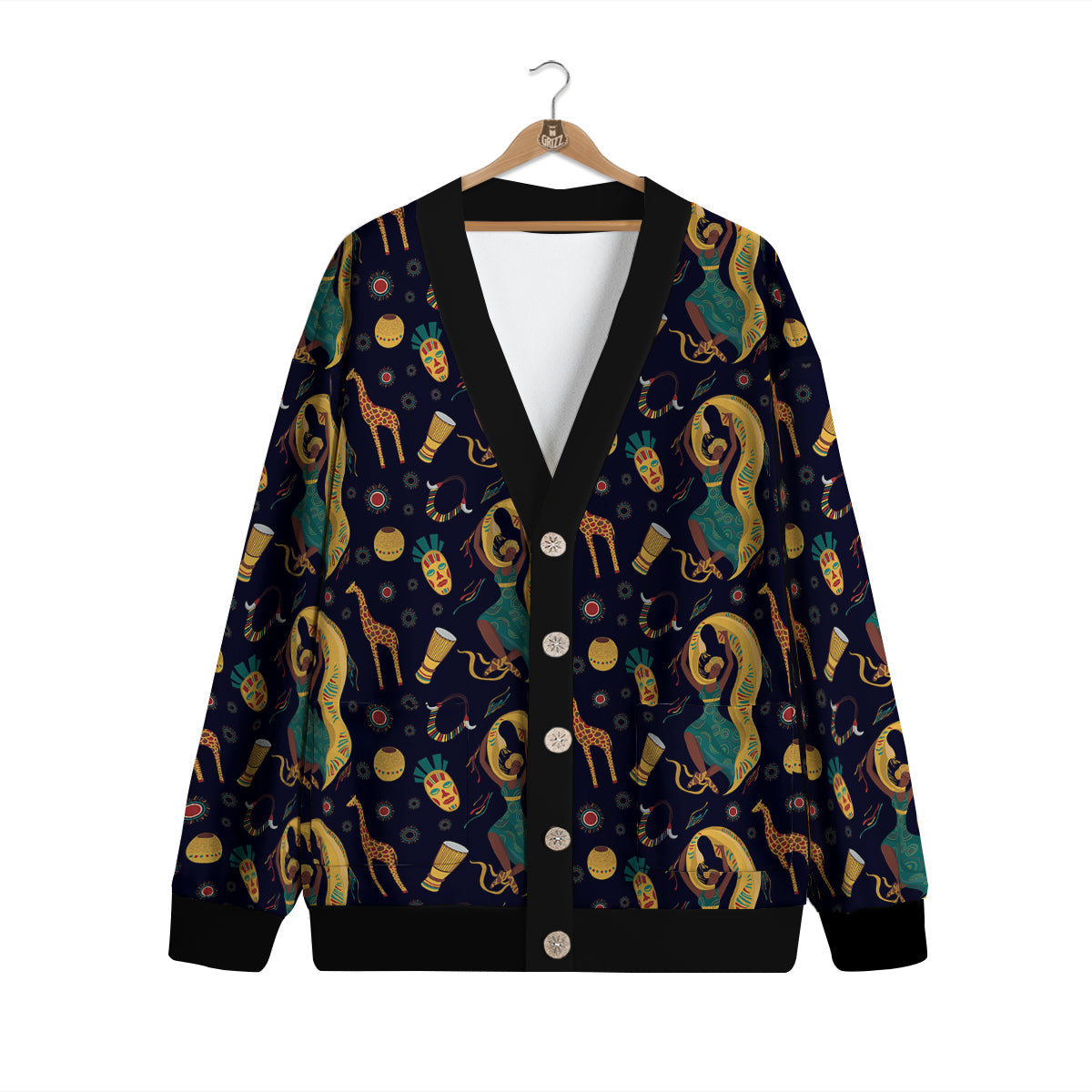 Giraffe Aztec Print Pattern Cardigan-grizzshop