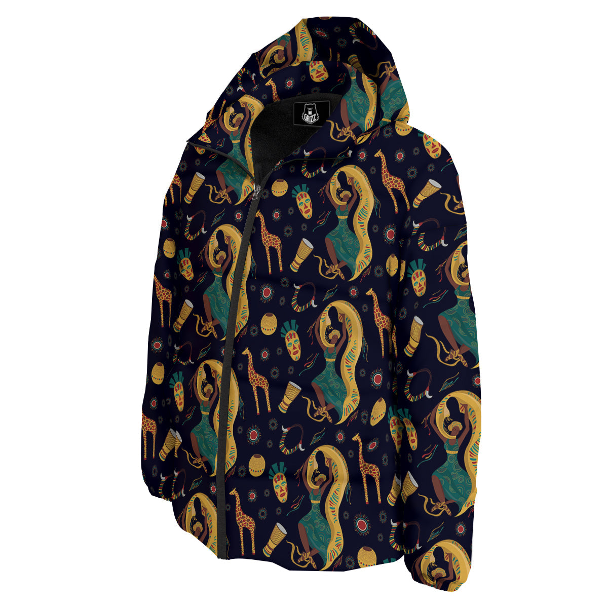 Giraffe Aztec Print Pattern Down Jacket-grizzshop