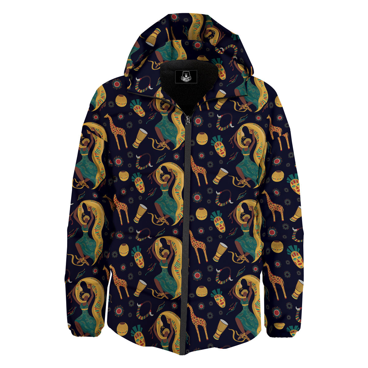 Giraffe Aztec Print Pattern Down Jacket-grizzshop