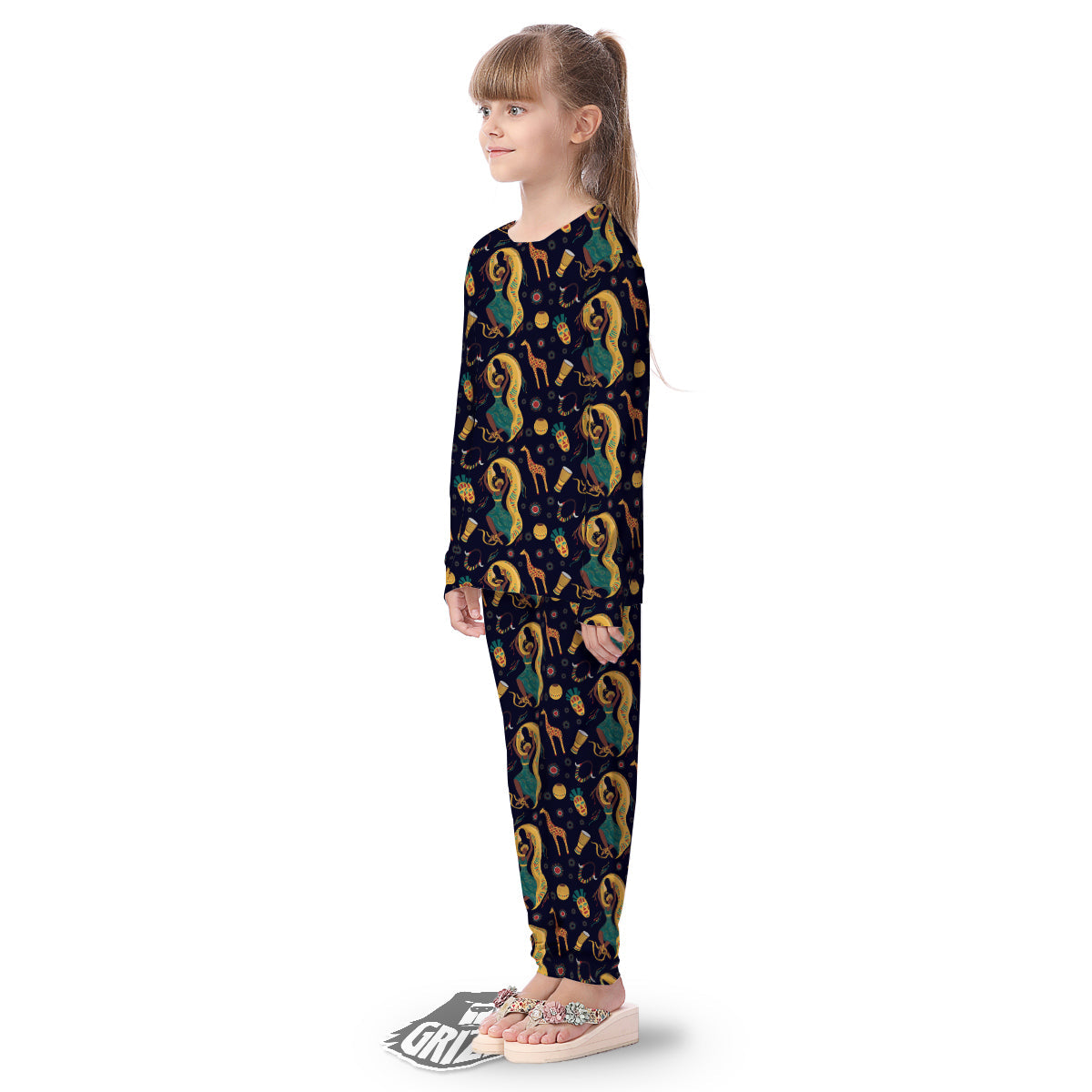 Giraffe Aztec Print Pattern Kid's Pajamas-grizzshop