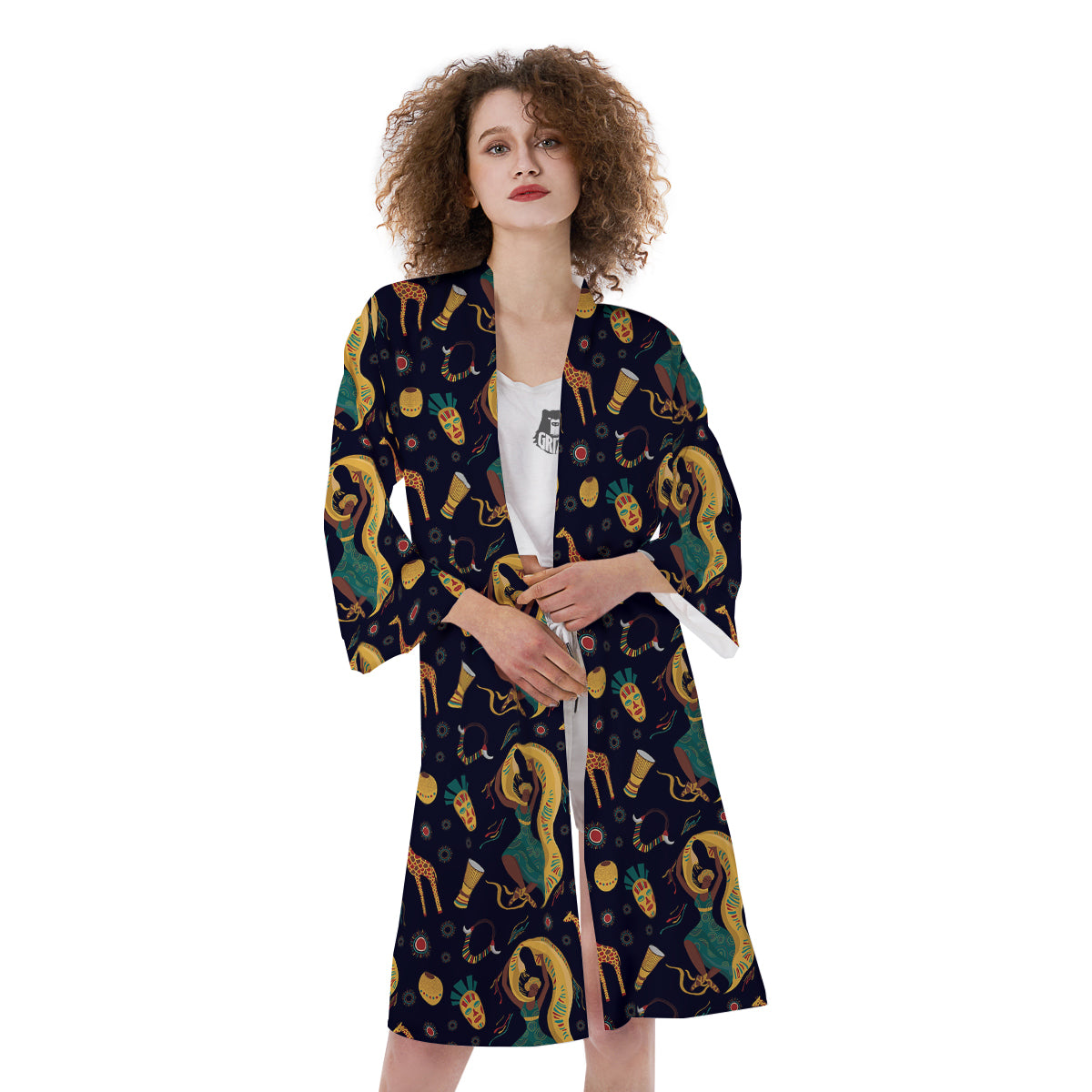 Giraffe Aztec Print Pattern Kimono-grizzshop