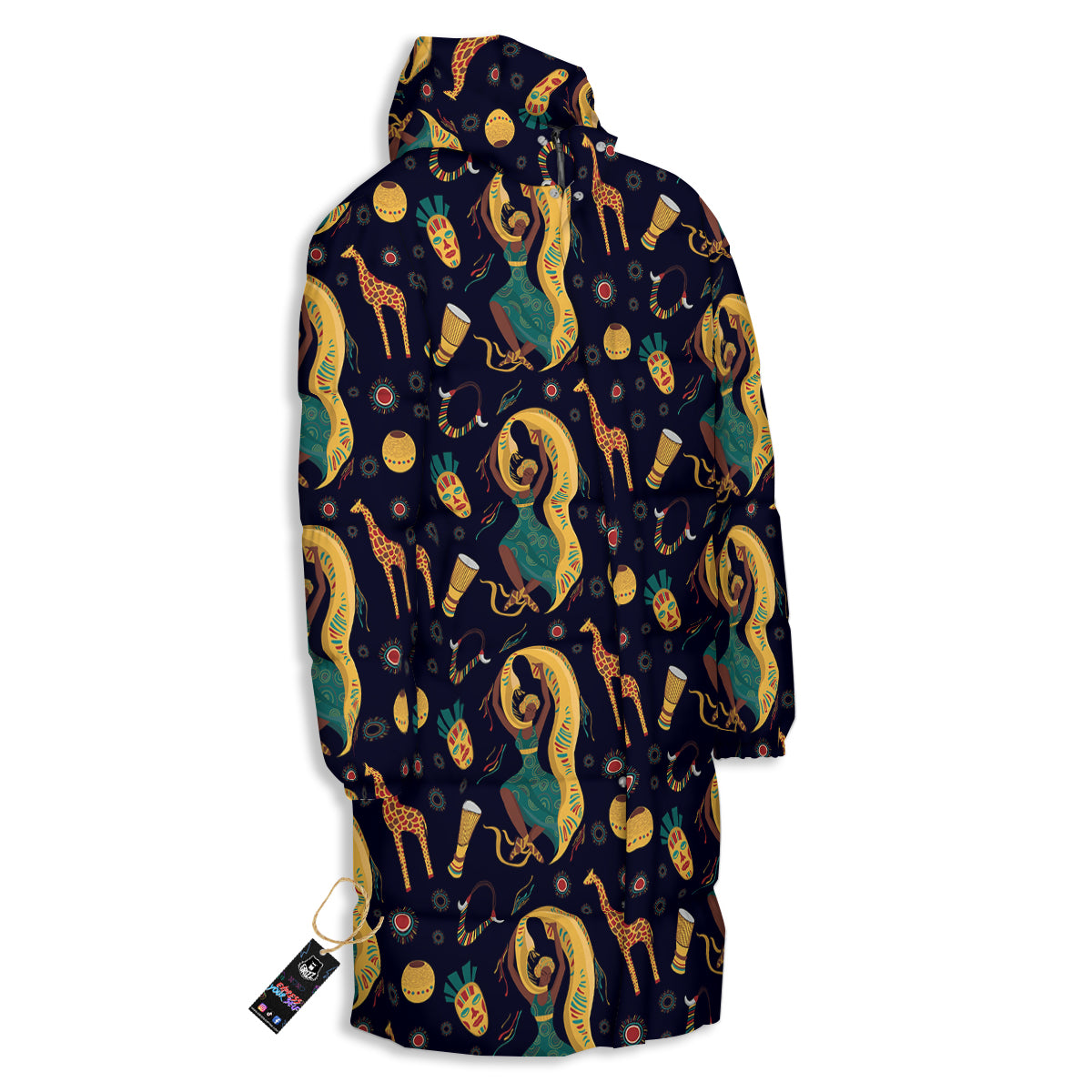 Giraffe Aztec Print Pattern Long Down Jacket-grizzshop