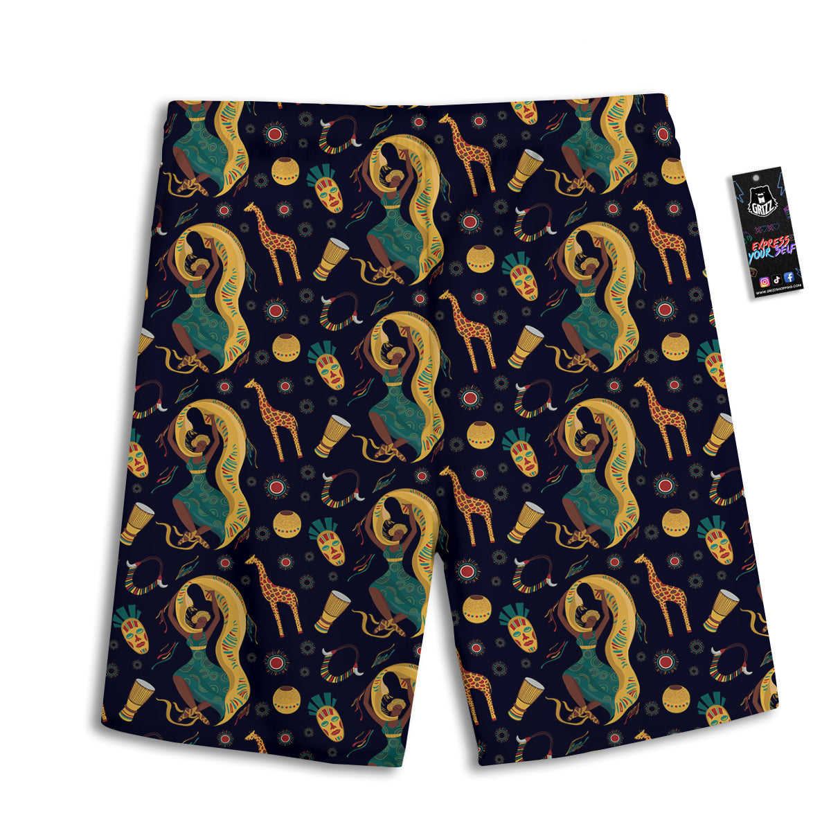 Giraffe Aztec Print Pattern Men's Athletic Shorts