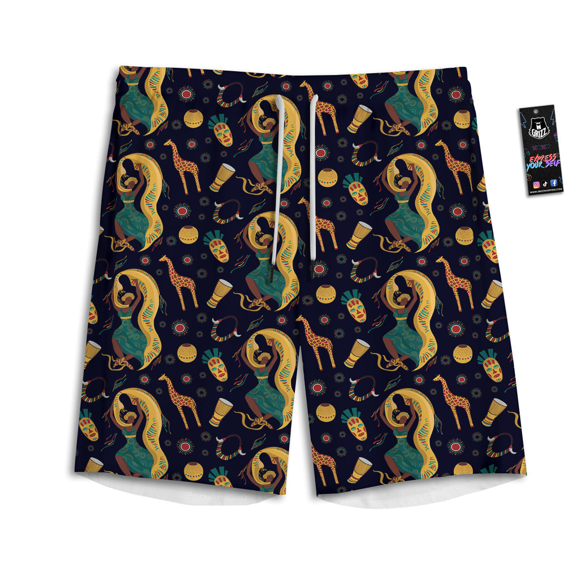 Giraffe Aztec Print Pattern Men's Athletic Shorts