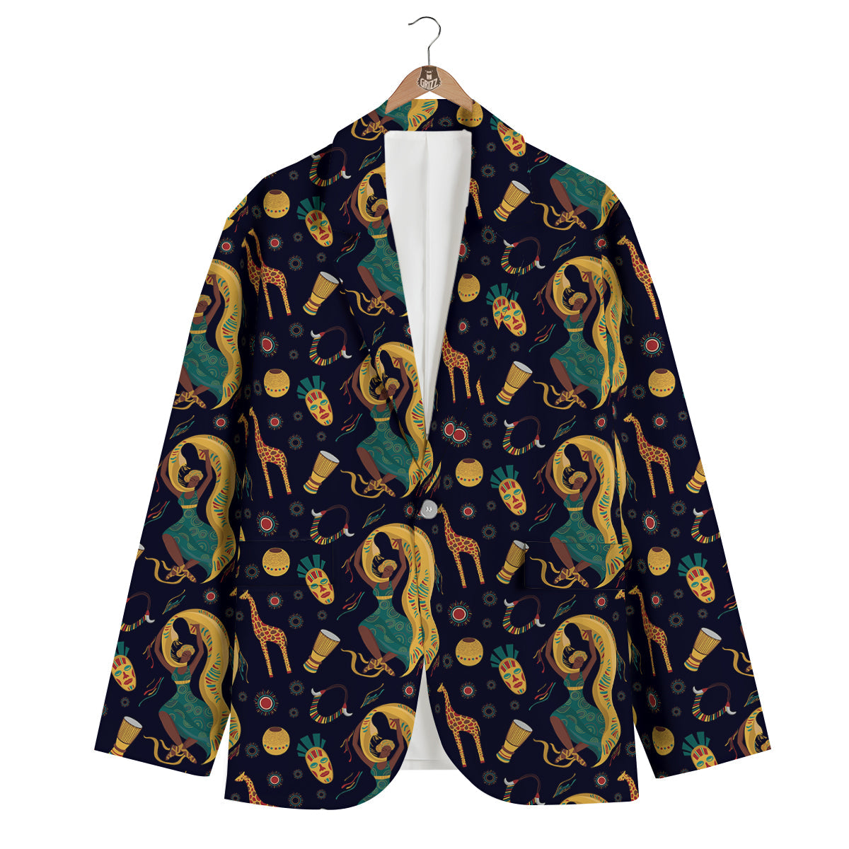Giraffe Aztec Print Pattern Men's Blazer-grizzshop
