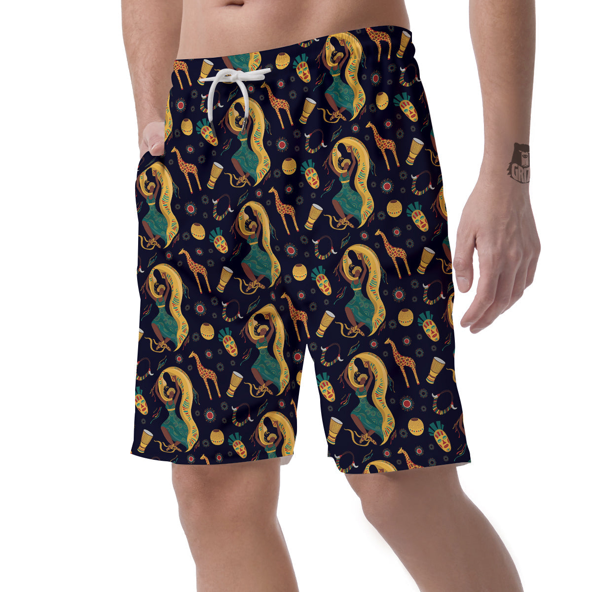 Giraffe Aztec Print Pattern Men's Shorts-grizzshop