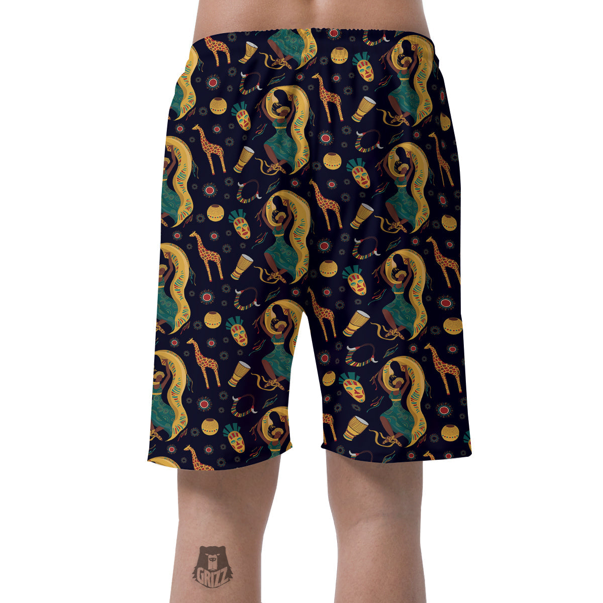 Giraffe Aztec Print Pattern Men's Shorts-grizzshop