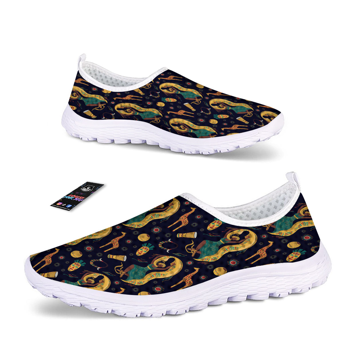 Giraffe Aztec Print Pattern Nurse Shoes-grizzshop