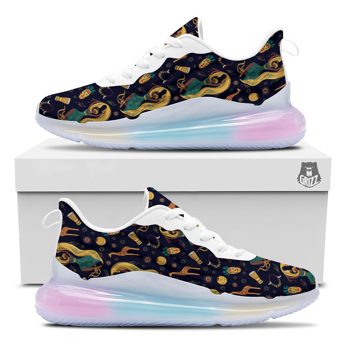 Giraffe Aztec Print Pattern Running Sneakers-grizzshop