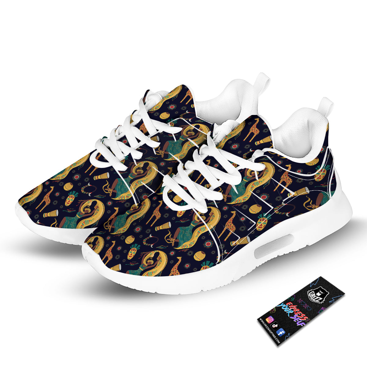 Giraffe Aztec Print Pattern Tennis Shoes-grizzshop