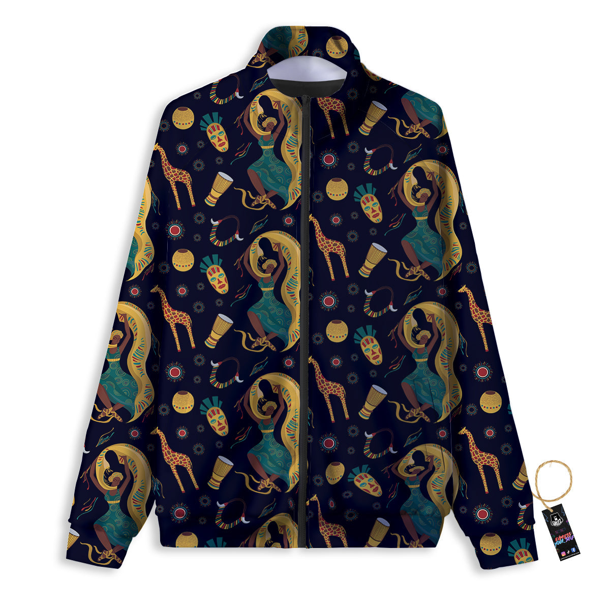 Giraffe Aztec Print Pattern Track Jacket-grizzshop