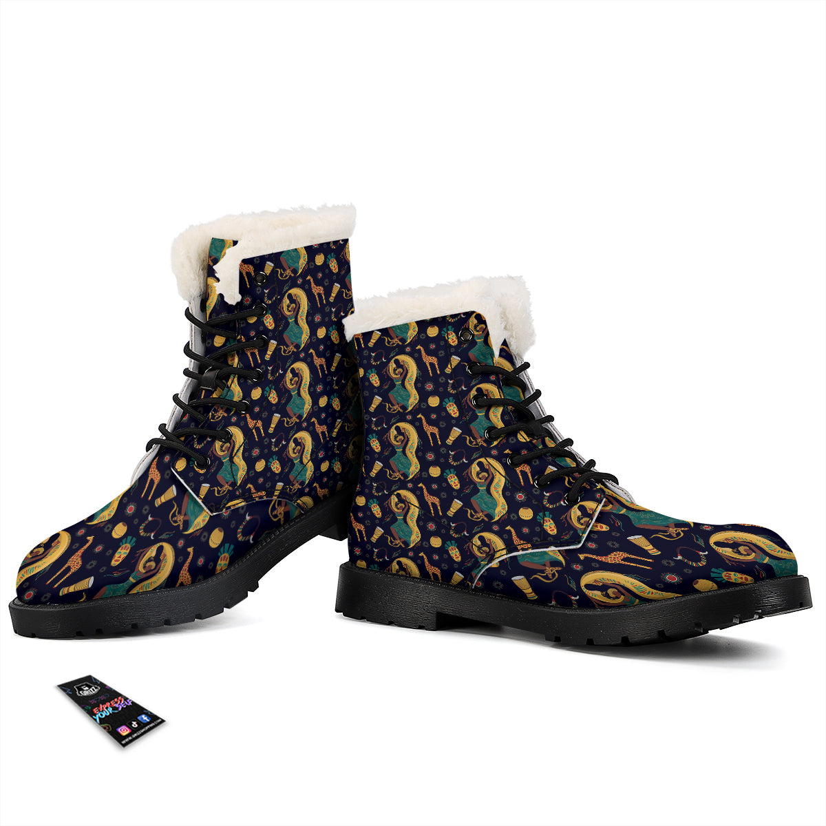Giraffe Aztec Print Pattern Winter Boots-grizzshop