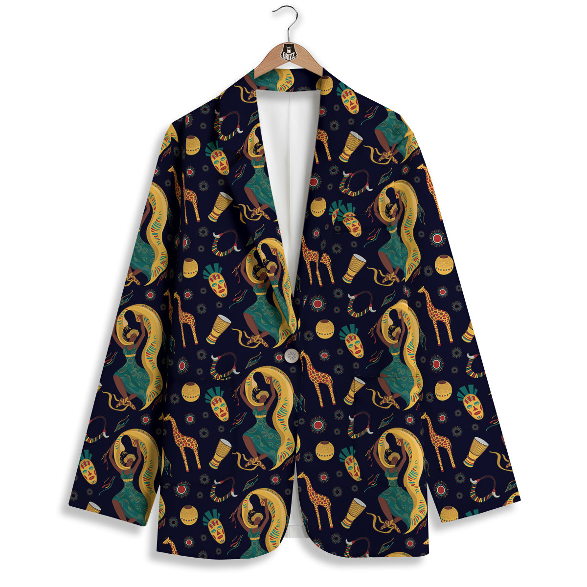 Giraffe Aztec Print Pattern Women's Blazer-grizzshop