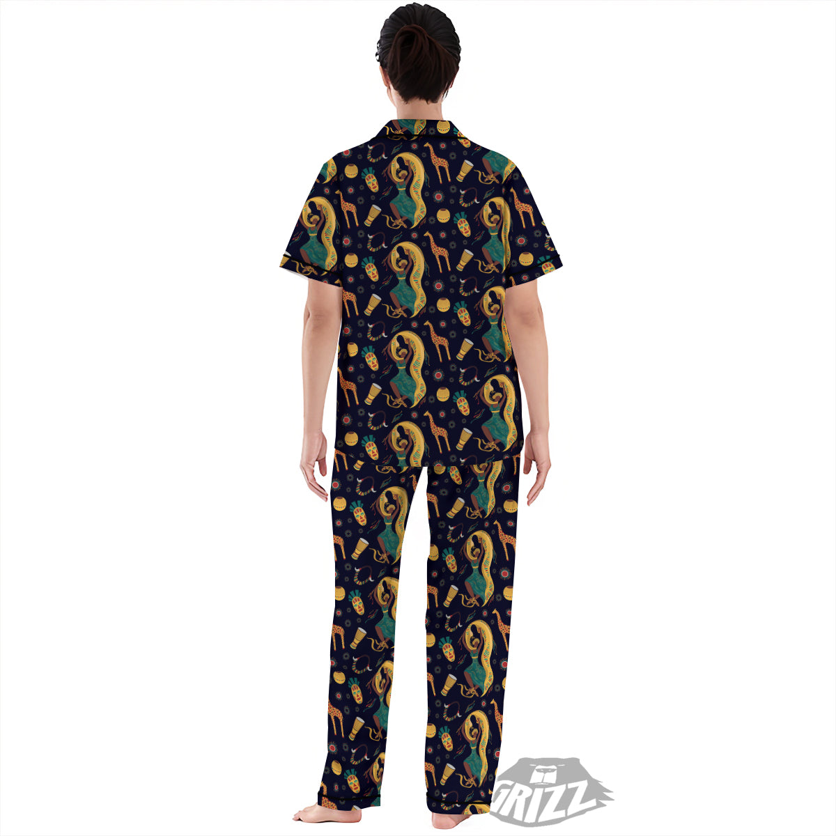 Giraffe Aztec Print Pattern Women's Pajamas Set-grizzshop