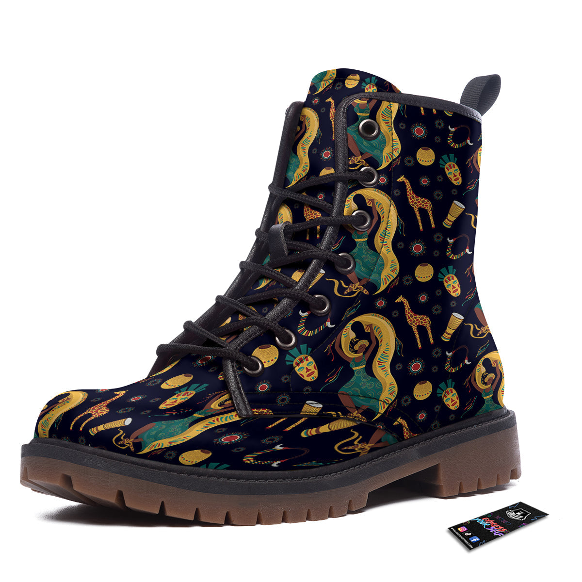 Giraffe Aztec Print Pattern Work Boots-grizzshop